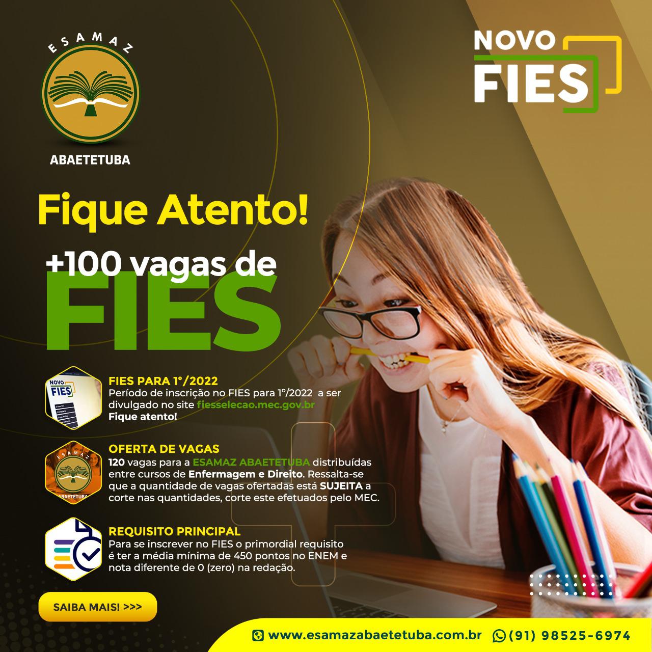 Fique atento! Em breve inicia o período de inscrição no FIES para 1º/2022